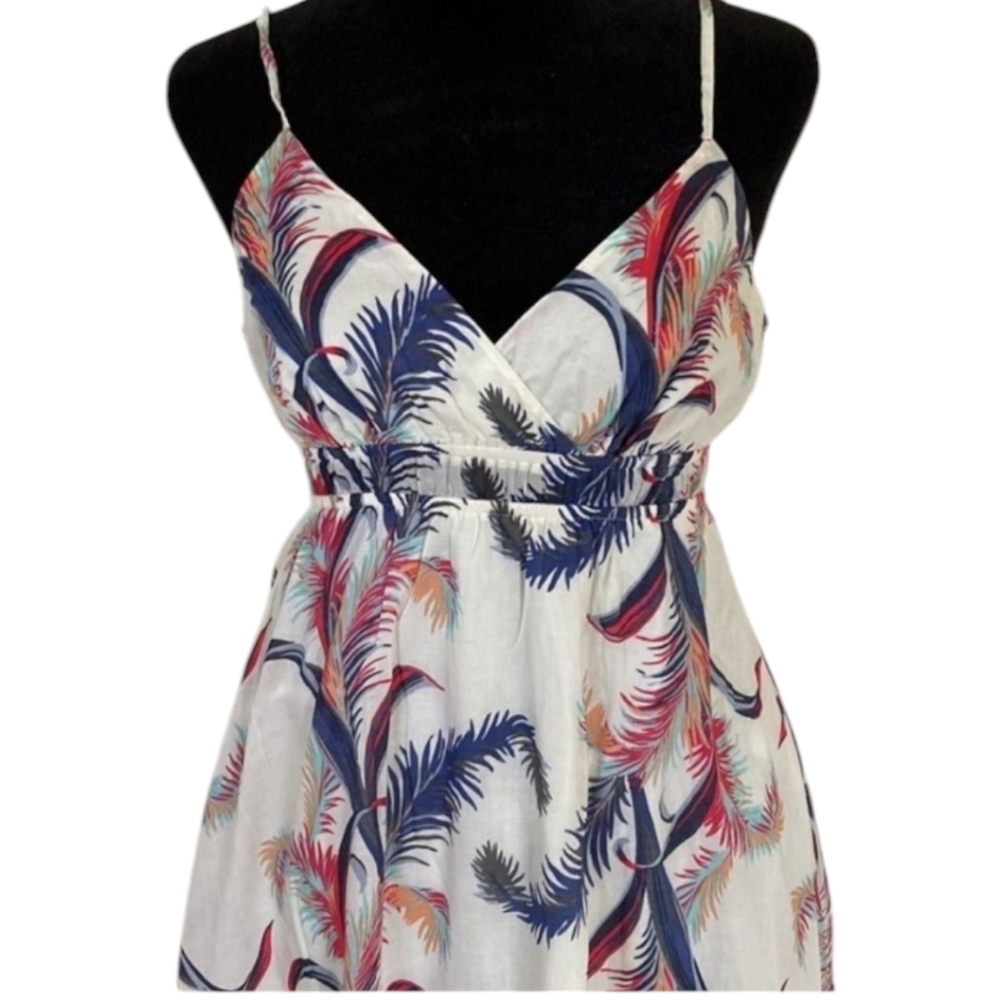 Quicksilver Boho Floral Maxi Dress 100% Cotton Feather Print Floor Lengt… - Picture 3 of 16